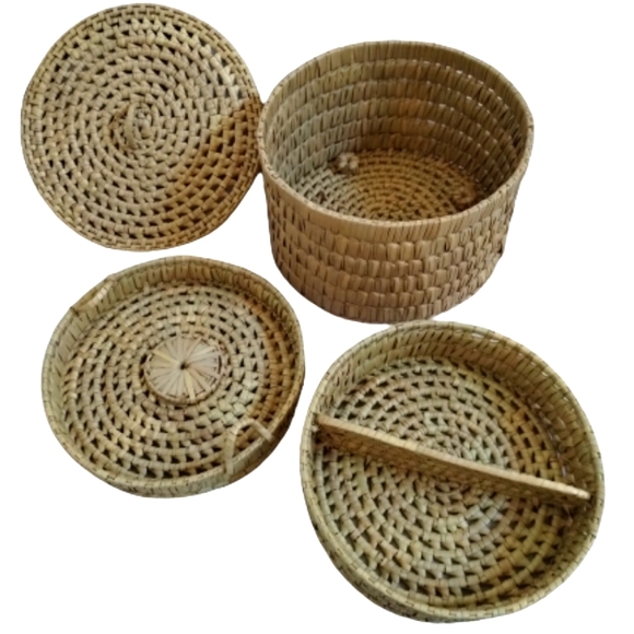 Lidded Basket Storage Round Decorative - Picture 1 of 14